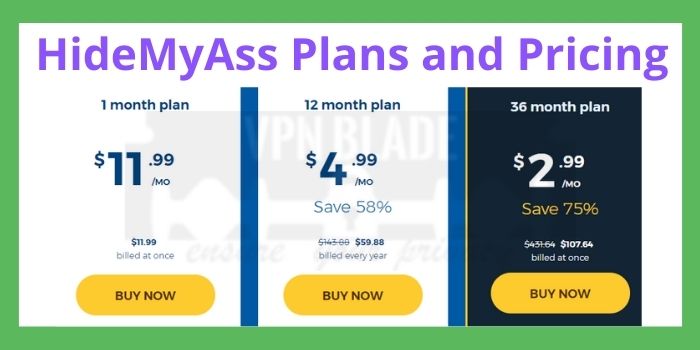 HideMyAss Plans and Pricing