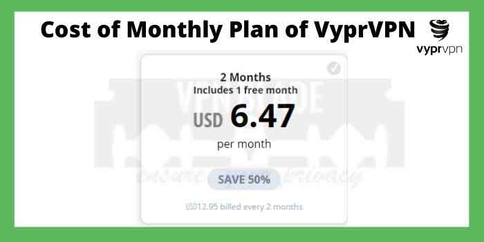 Cost of Monthly Plan of VyprVPN