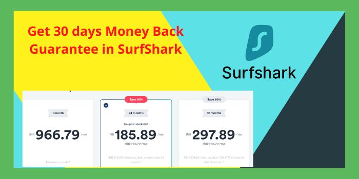 30 days Money back guarantee in surfshark