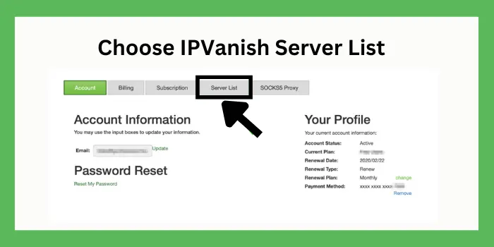 Select IPVanish Server List