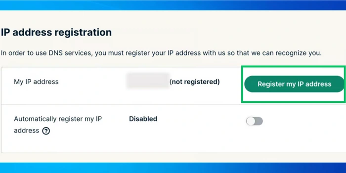 Register IP Address In DNS Settings