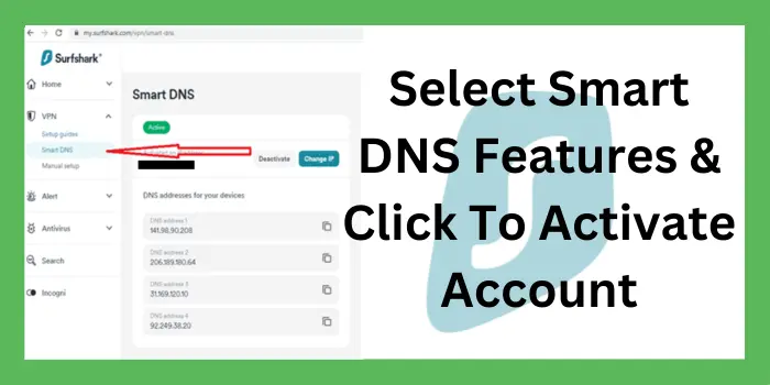 Select smart DNS features click to activate account 1 1