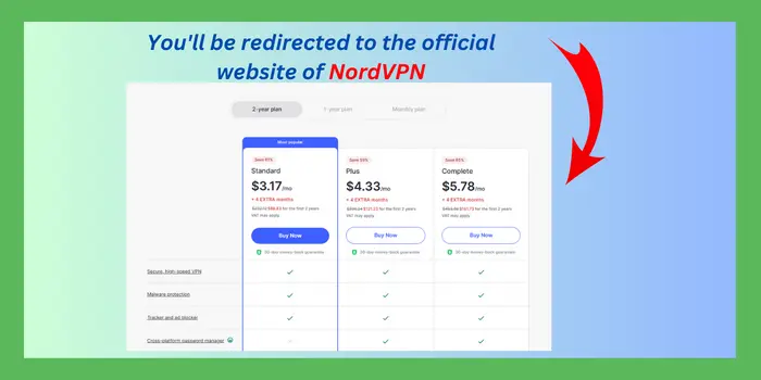 You'll be redirected to the official website of NordVPN