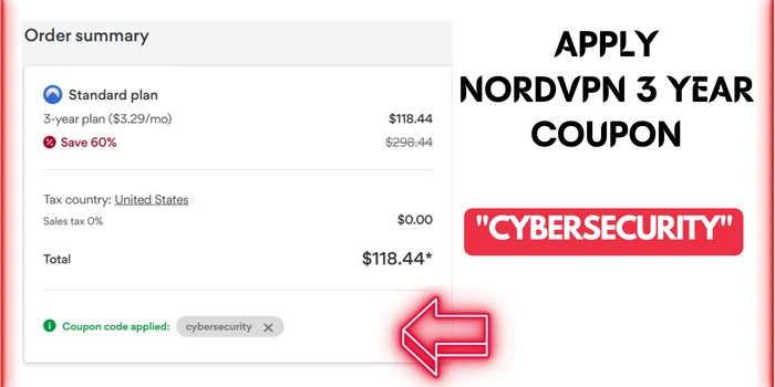 Use NordVPN 3 Year Coupon code to buy NordVPN at price $118.44